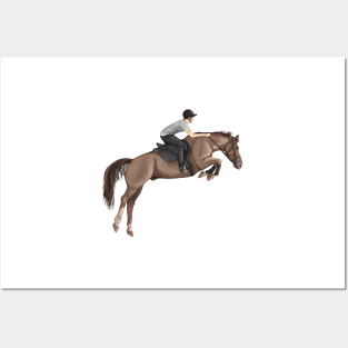 Chestnut Showjumper Schooling in Neutrals Posters and Art